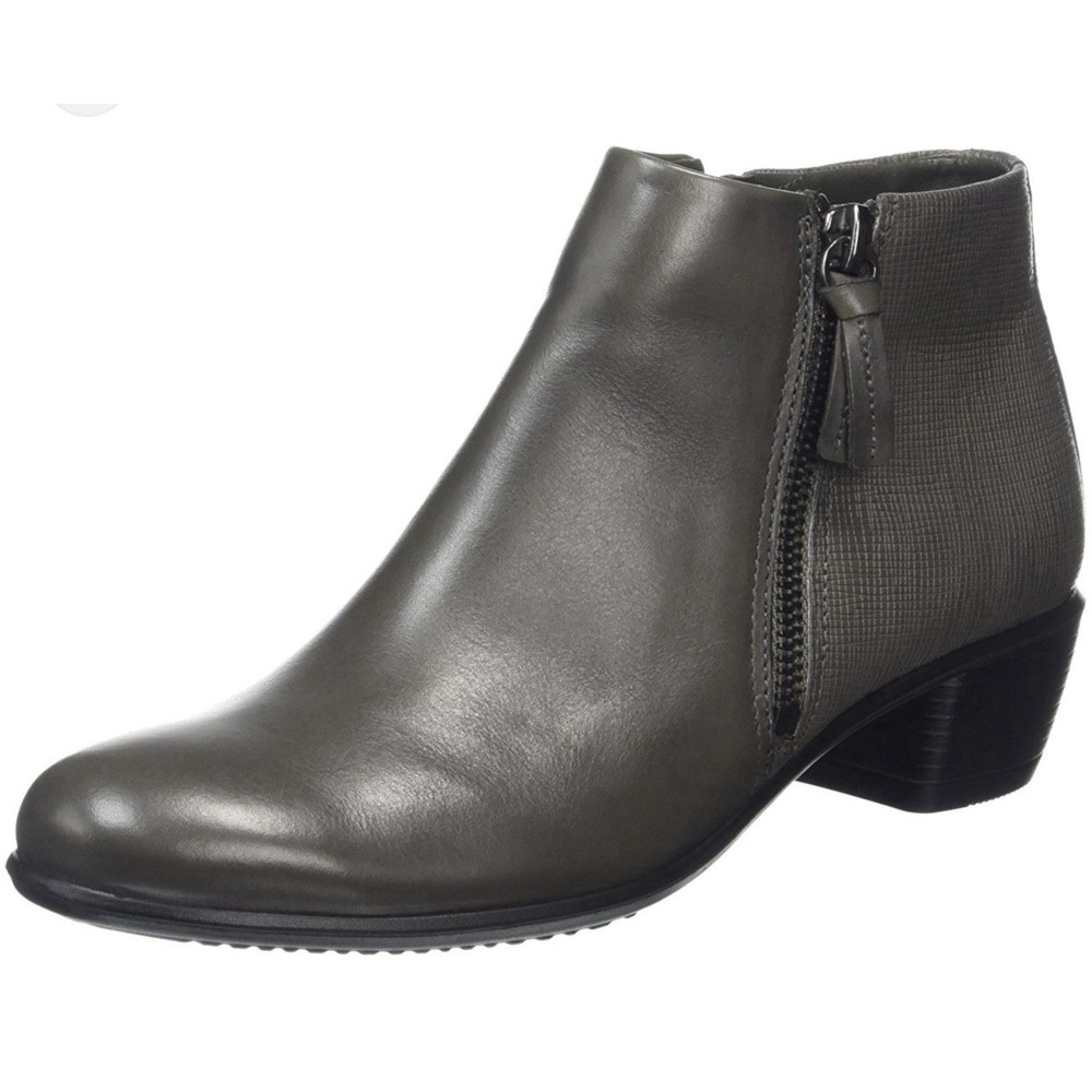 Ecco Touch Ankle Boots Shoes Warm Gray Leather Comfort Women's US 9-9.5 / EU 40